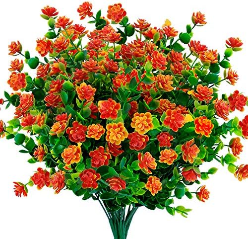 TEMCHY Artificial Boxwood Shrubs Orange Red