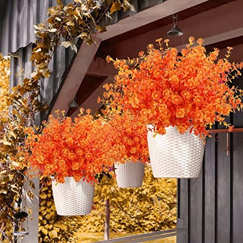 Agusbagli 10Pcs Artificial Fall Flowers Outdoor UV Resistant