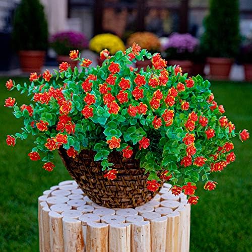 AXYLEX Red Orange Artificial Flowers Outdoor Decoration