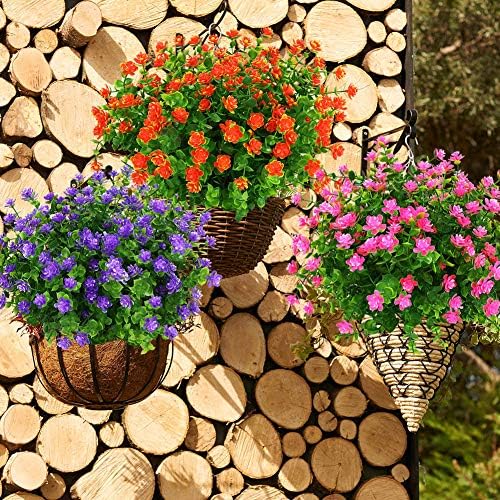 KLEMOO Artificial Flowers UV Resistant Orange Red