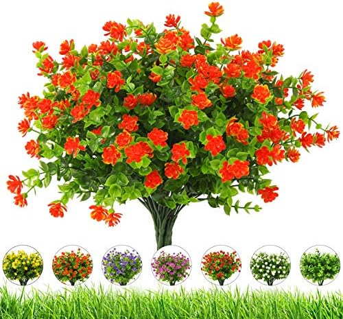 DRT DERUITAI Artificial Flowers Outdoor Orange Red