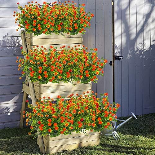 Grunyia 10 Bundles Artificial Orange-Eucalyptus Flowers