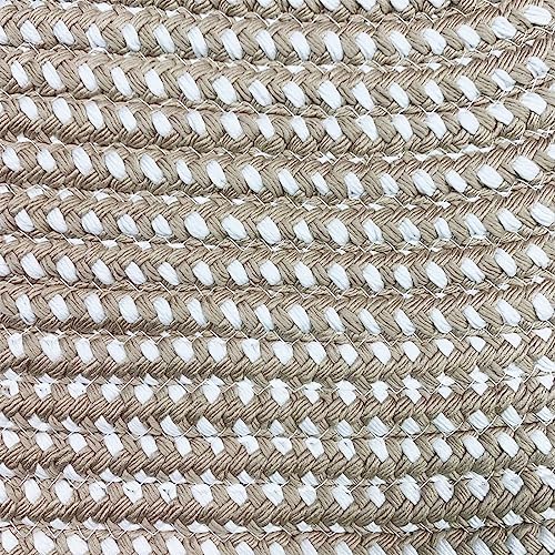 USTIDE Oval Braided Rug Washable Hand Woven Carpet in Light Camel